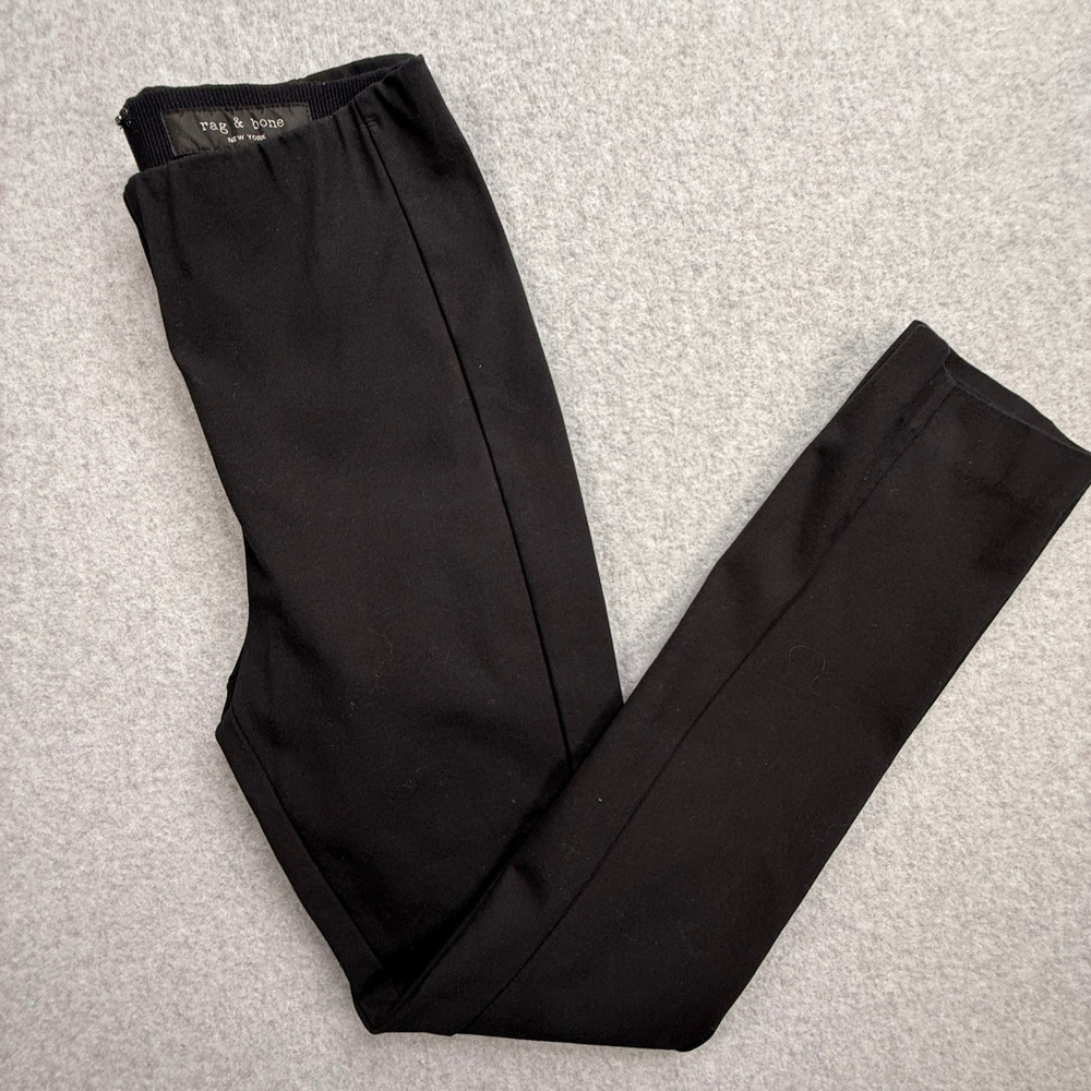 Rag & Bone Slim Trousers Womens 2 Black Excellent Back Zip Elastic Waist Pants